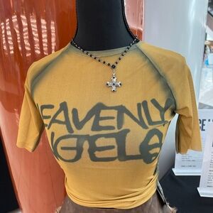Mustard Graphic Crop Top